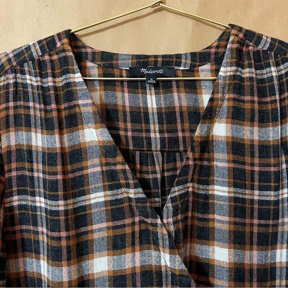 Madewell | Plaid Gauze Double-Tie Wrap Top Blouse Size M - Picture 5 of 15